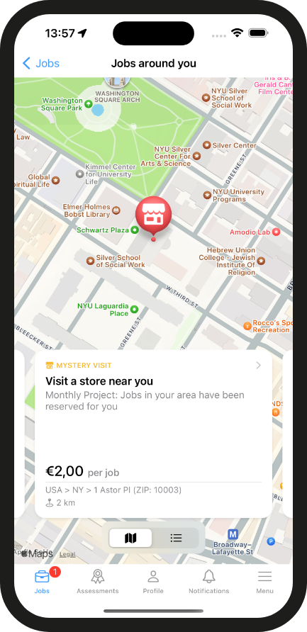 Nearby Mystery Check Tasks – App View